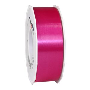 1x Luxe fuchsia roze kunststof lint rollen 4 cm x 91 meter cadeaulint verpakkingsmateriaal - Cadeaulinten