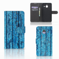 Microsoft Lumia 640 XL Book Style Case Wood Blue - thumbnail