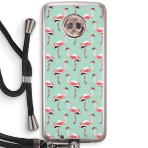 Flamingoprint groen: Motorola Moto G6 Transparant Hoesje met koord