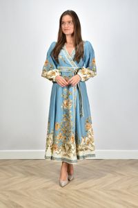 Zimmermann jurk Chintz Wrap Midi 7491DSS234 blauw