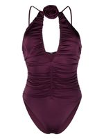 Noire Swimwear maillot de bain à fleur appliquée - Violet