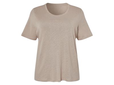 esmara Linnen dames T-shirt - Plus size (Taupe, XL (48/50))