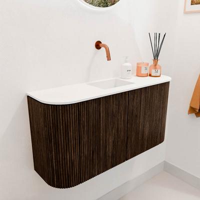 Toiletmeubel Mondiaz Joya | 83.2 cm | Meubelkleur Walnut | Faye wastafel Talc Midden | Zonder kraangat(en) Toiletmeubel Mondiaz Joya | 83.2 cm | Meubelkleur Walnut | Faye wastafel Talc Midden | Zonder kraangat(en)
