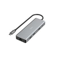 Hama USB C HUB 9-Poorts 2x HDMI USB A USB C LAN Antraciet - thumbnail