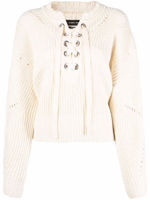ISABEL MARANT pull nervuré à col lacé - Tons neutres