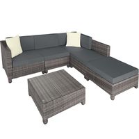 tectake - loungeset met aluminium frame-Wicker tuinset- incl. 2 overtreksets - grijs-403835