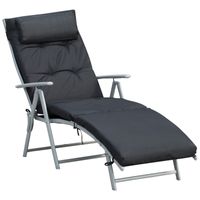 Outsunny Ligbank strandstoel ligbank verstelbaar 7-traps verstelbaar inklapbaar metaal zwart | Aosom Netherlands - thumbnail