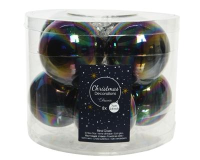 Kerstbal glas d7cm zwart iris 8st - Ksd