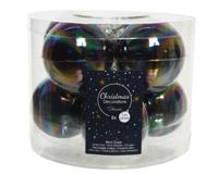 Kerstbal glas d7cm zwart iris 8st - Ksd