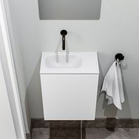 Zaro Polly toiletmeubel 40cm mat wit met witte wastafel zonder kraangat links - thumbnail