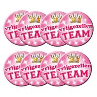 Roze vrijgezellen team button - 8x - dames - bachelor party - pre huwelijk feestje