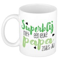 Cadeau koffie/thee mok voor papa - groen - super blij - keramiek - 300 ml - Vaderdag