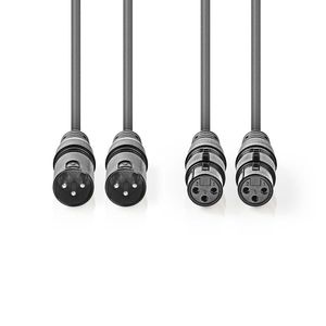 Nedis Gebalanceerde Audiokabel | 2x XLR 3-Pins Male naar 2x XLR 3-Pins Female | 3 m | 1 stuks - COTH15030GY30 COTH15030GY30