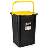 Plasticforte Recycling afvalbak - zwart/geel - 45 Liter - afsluitbaar - 34 x 40 x 54 cm