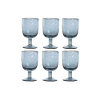 Set van bekers Home ESPRIT Blauw Kristal 300 ml 8 x 8 x 14 cm (6 Stuks)