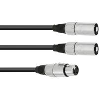 Omnitronic 30225204 XLR Adapterkabel [1x XLR-bus 3-polig - 2x XLR-stekker 3-polig] 1.00 m Zwart - thumbnail