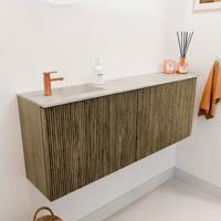 Toiletmeubel Mondiaz Joya Dlux | 111.6 cm | Meubelkleur Dusk | Faye wastafel Ostra Wasbak Links | 1 kraangat