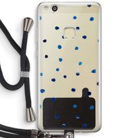 Blauwe stippen: Huawei Ascend P10 Lite Transparant Hoesje met koord