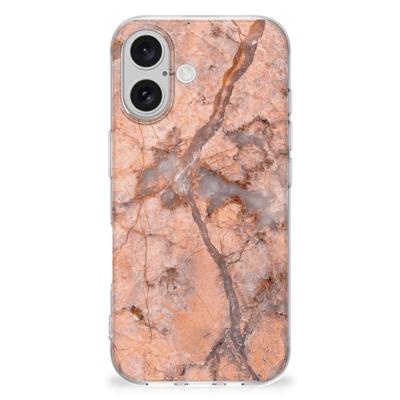 iPhone 16 plus | TPU | Siliconen hoesje | Marmer Oranje