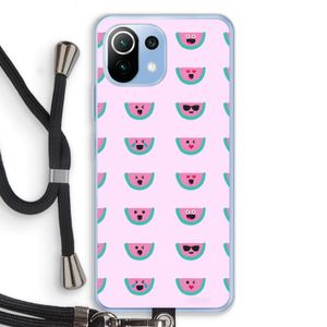 Smiley watermeloenprint: Xiaomi Mi 11 Lite Transparant Hoesje met koord