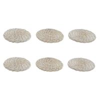 Onderzetters Home ESPRIT Wit Natuurlijk Bamboe Rotan 12 x 12 x 6 cm