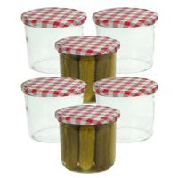 Weckpotten / inmaakpotten - rood - 6x stuks - 230 ml - met draaideksel - glas