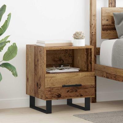 Nachtkastje met lade Oud hout 40 x 35 x 47,5 cm Bewerkt hout Nachtkastje met lade Oud hout 40 x 35 x 47,5 cm Bewerkt hout