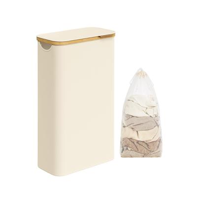 Wasmand met deksel, wit / 65L (42 x 22,5 x 70,5 cm)