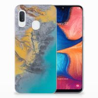 Samsung Galaxy A20e TPU Siliconen Hoesje Marble Blue Gold