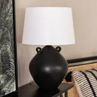 Zwart witte tafellamp met stoffen kap E27 fitting &apos;Marit&apos;