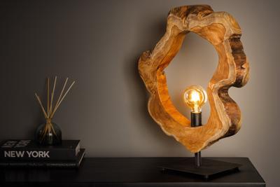 Handgemaakte tafellamp ORGANIC ARTWORK 55cm natuurlijk teakhout - 44683
