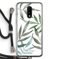 Tropical watercolor leaves: OnePlus 7 Transparant Hoesje met koord