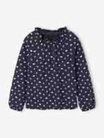 T-shirt met ruches en elastische kraag voor meisjes marineblauw
