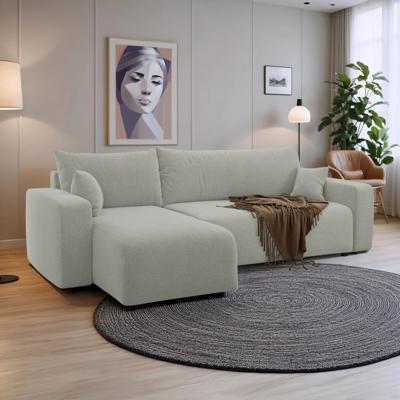 2dekans Hoekbank Teddy stof Pim Grijs - Universeel - Slaapbank met opbergruimte - Niet in originele verpakking - Kans op schade