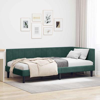 Hoekbedframe met hoofdeinde Donkergroen 100 x 200 cm Fluweel