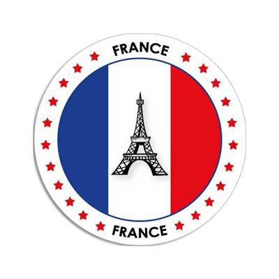 Vlag van Frankrijk stickers - 20x - rond - D14,8 cm - in vlag kleuren - Landen thema