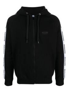 Moschino hoodie zippé à logo imprimé - Noir