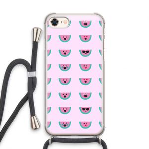 Smiley watermeloenprint: iPhone 8 Transparant Hoesje met koord