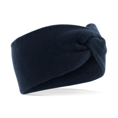 Beechfield winter hoofdband Twist - oorwarmer - navy blauw - gebreide look