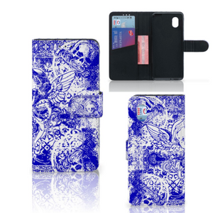 Telefoonhoesje met Naam Alcatel 1B (2020) Angel Skull Blauw