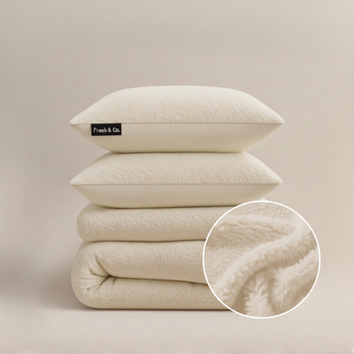 Sale: -30% | Dekbedovertrek Teddy - Off White - Tweepersoons (200x200 Cm) - Off-white Microvezel Teddy - Effen - Fresh And Co - Dekbed-Discounter.nl