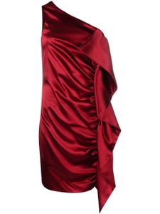 P.A.R.O.S.H. robe courte asymétrique à fronces - Rouge