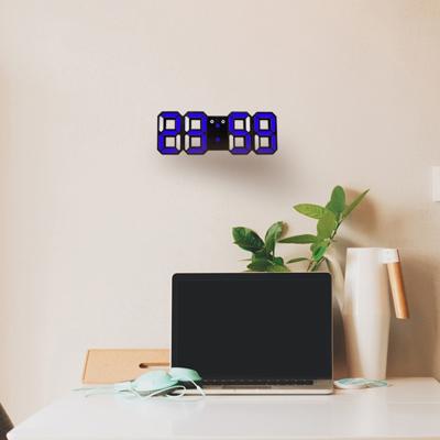 Multifunctionele grote 3D LED digitale Wandklok Alarm met sluimerfunctie 12/24 uur Display voor Home keuken Bureau DC 5V CE Certificated(Blue)