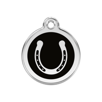Horse Shoe Black roestvrijstalen hondenpenning medium/gemiddeld dia. 3 cm - Reddingo