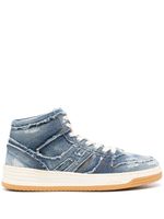 Hogan baskets montantes à effet usé - Bleu