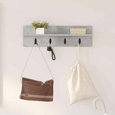 Wandgemonteerde kapstok met plank Betongrijs 60 x 10.5 x 18 cm