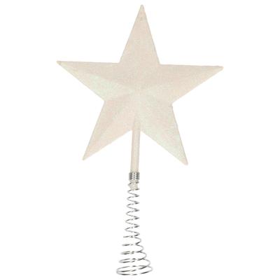 Kerstboom piek - ster vorm - wit glitter - 20 cm - kunststof - kerstboompiek - kerstpiek - kerstvers Kerstboom piek - ster vorm - wit glitter - 20 cm - kunststof - kerstboompiek - kerstpiek - kerstvers