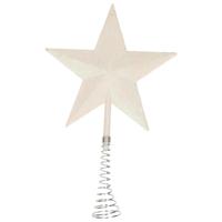 Kerstboom piek - ster vorm - wit glitter - 20 cm - kunststof - kerstboompiek - kerstpiek - kerstvers