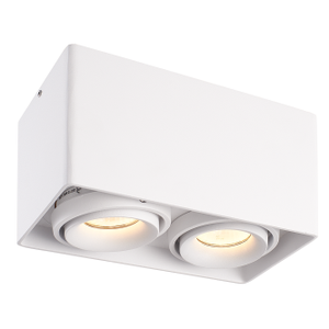 Dimbare LED opbouw plafondspot Esto Wit 2 lichts/dubbel kantelbaar incl. 2x GU10 spot 5W 2700K