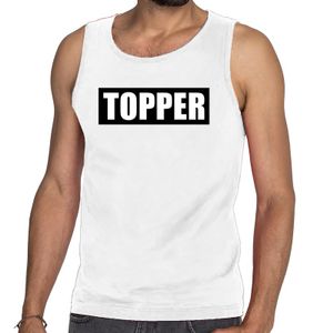 Witte tanktop / mouwloos shirt heren met tekst Topper in zwarte balk 2XL  -